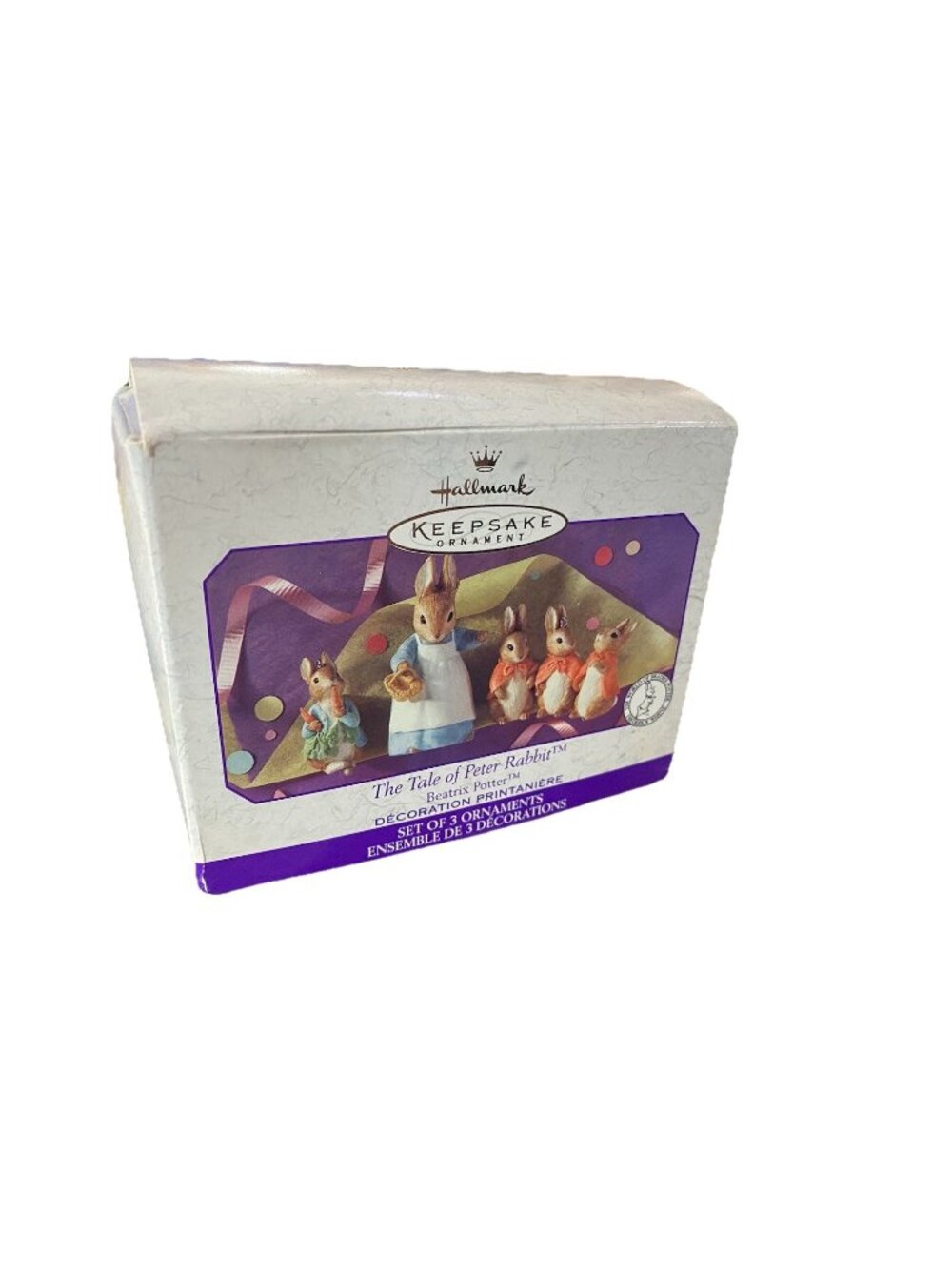 Hallmark Ornament The Tale of Peter Rabbit Beatrix Potter 1999 Boxed 3 pc Set